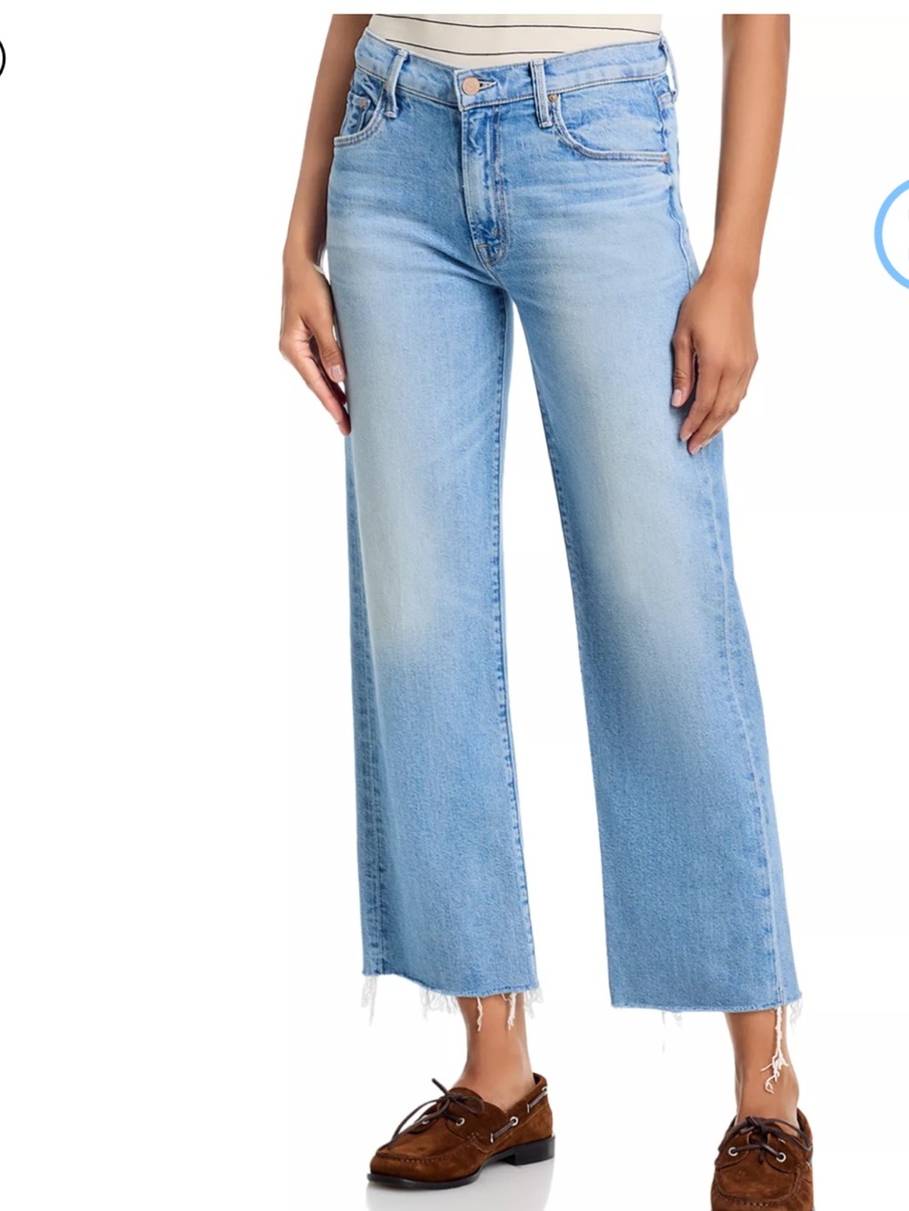 MOTHER Rambler Mid Rise Ankle Fray Jeans Zip New 30 Comeback Kid Light Blue - Picture 3 of 14